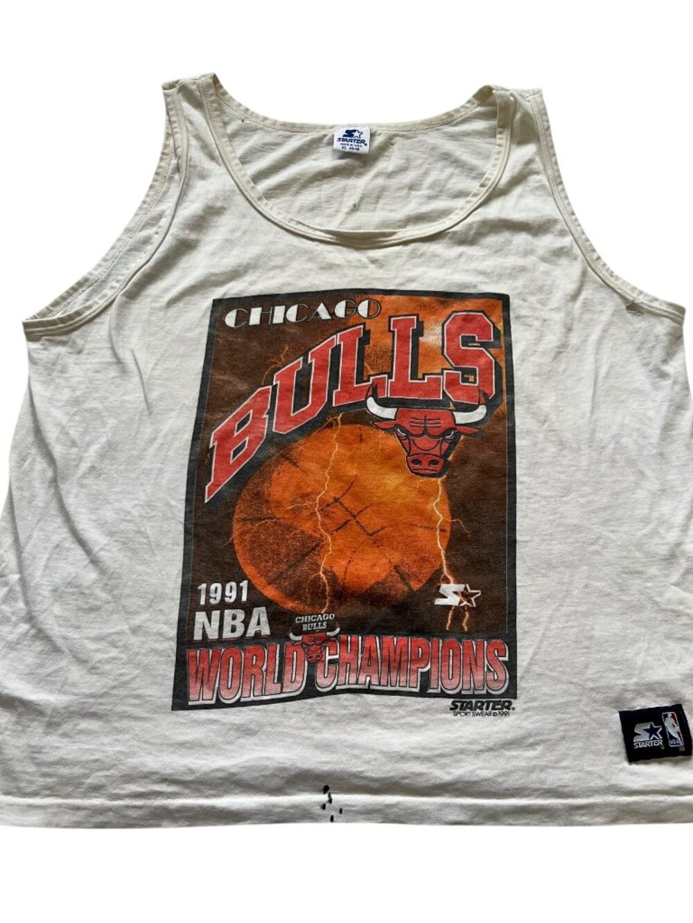 Vintage Starter Chicago Bulls tank top white 1991 NBA World champions XL